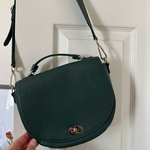 Draper James Dark Green Saddle Crossbody Bag with Top Handle
